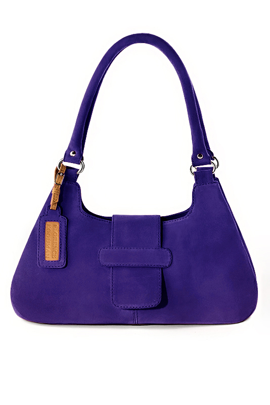 Violet purple women's dress handbag, matching pumps and belts. Top view - Florence KOOIJMAN